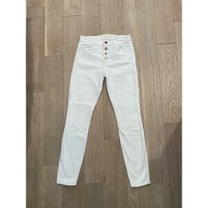 MOTHER The Pixie High Rise Button Fly Skinny Jeans Taste The Rainbow White 28
